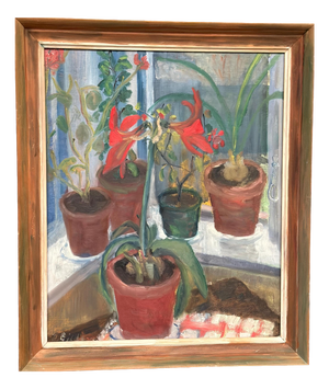 R. Eriksson, Plant Pots, 1960s, Oil on Panel, Framed