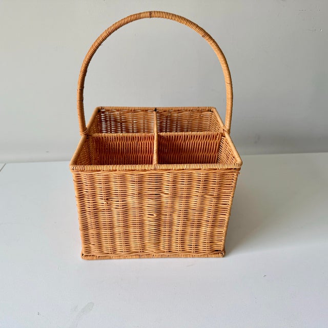 Gabriella Crespi 1970s Wicker Utensil Caddy For Sale - Image 4 of 9