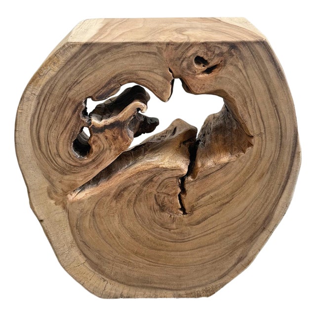 Vintage Organic Monkey Pod Wood Side Table / Console For Sale