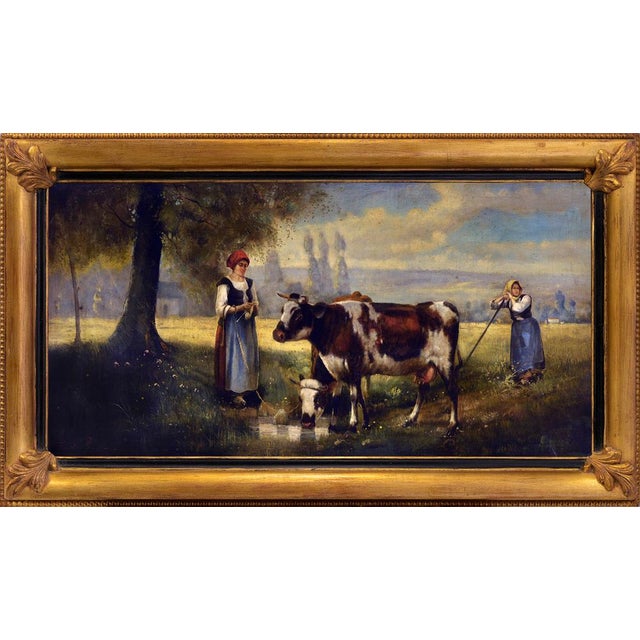 Emilio Pergola, Pastoral Scene with Cows, 1990s, Oil on Canvas For Sale - Image 8 of 8