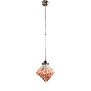 Art Deco Pendant Light with Pressed Orange Glass Shade, 1930s For Sale