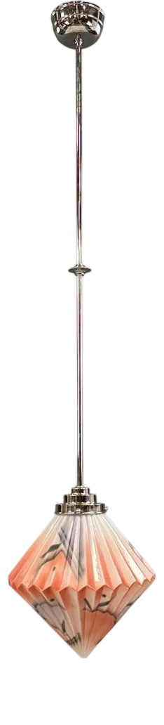 Art Deco Pendant Light with Pressed Orange Glass Shade, 1930s