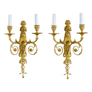 French Gilt Bronze Sconces, Set of 2 For Sale