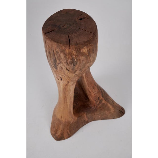Walnut Wood Sculptural Side Table by Logniture For Sale - Image 4 of 18