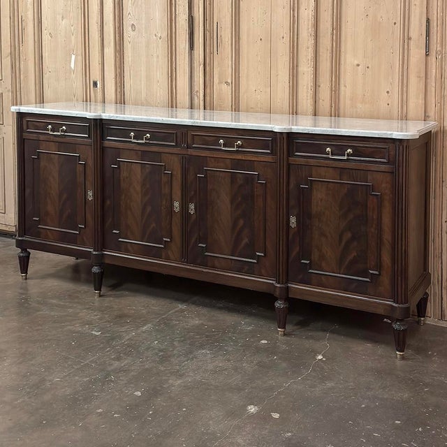 French French Louis XVI Mahogany Buffet With Carrara Marble For Sale - Image 3 of 18