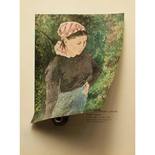 Portraiture 1955 After Camille Pissarro "Peasant Woman" Vintage Impressionist Full Color Print For Sale - Image 3 of 7