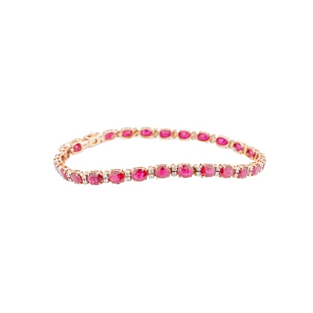 Natural ruby 9.75cts & diamond 0.43cts bracelet in 18k gold For Sale - Image 9 of 18