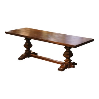 Early 20th Century French Baroque Carved Walnut Monastery Trestle Table For Sale