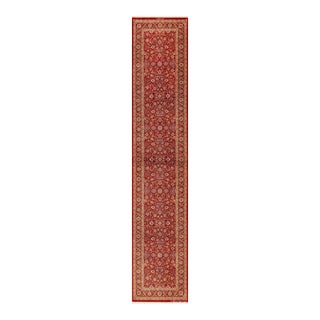 Nazmiyal Collection Red Floral Vintage Persian Qum Silk Runner Rug For Sale