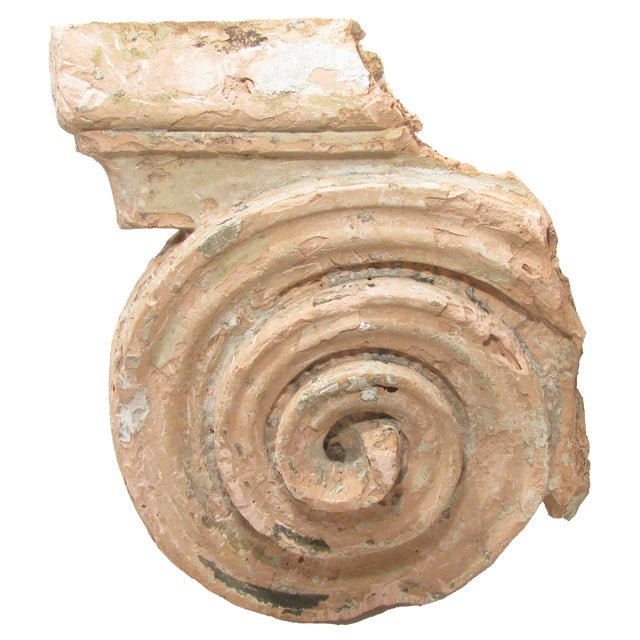 Mediterranean Antique Architectural Terracotta Column Capital Element For Sale - Image 3 of 4
