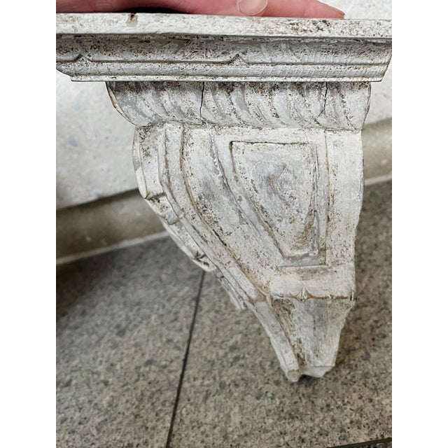 Wood Antique White Painted Wood Wall Brackets - A Pair For Sale - Image 7 of 12