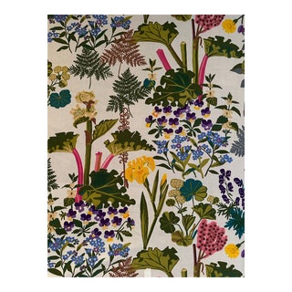 Jobs Handtryck Leksand Rabarber Fabric 7 1/2 Yards Linen Blend For Sale