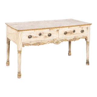 19th Century Original Painted Portuguese Console Table With Two Drawers For Sale