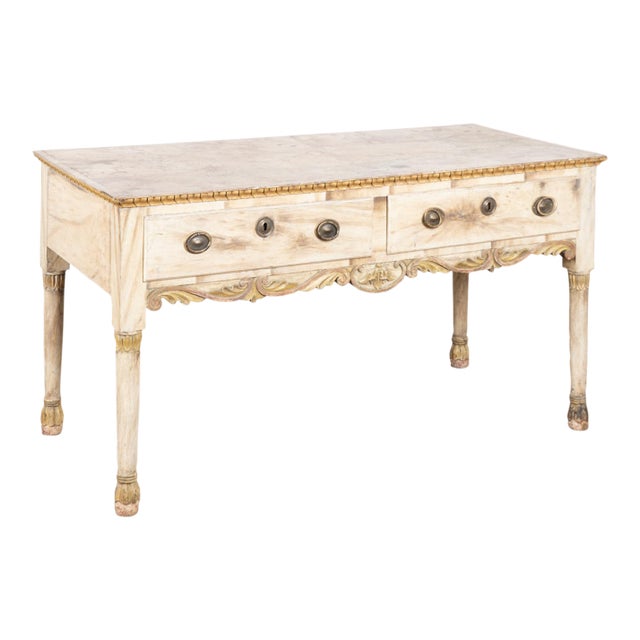 19th Century Original Painted Portuguese Console Table With Two Drawers For Sale