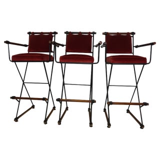 Cleo Baldon Highback Barstools - Set of 3 For Sale