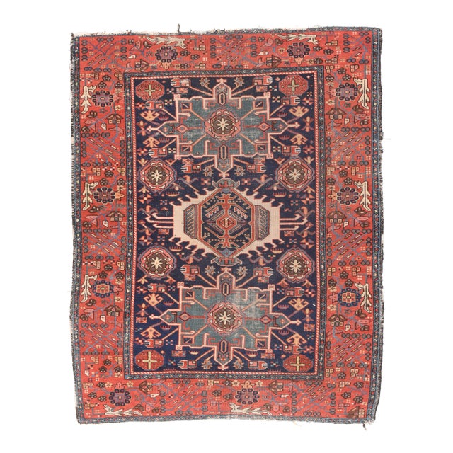 Antique Rust Karajeh Persian Area Rug For Sale