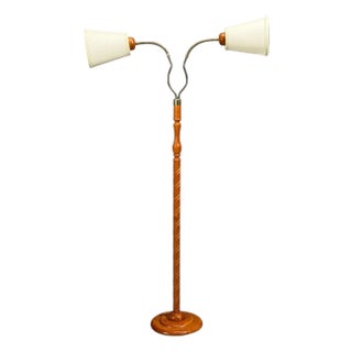 Markslöjd, Floor Lamp, Light Wood, Metal, Fabric, Sweden, 1990s For Sale
