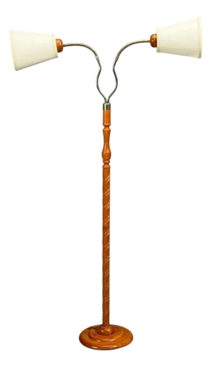 Markslöjd, Floor Lamp, Light Wood, Metal, Fabric, Sweden, 1990s