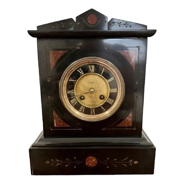 Antique Victorian Marble Clock, 1890 For Sale