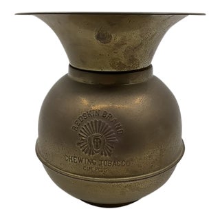 Vintage Traditional Brass Indian Cigar Chief Tobacco Spittoon with Patina For Sale