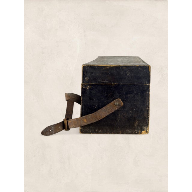 Built for the riverbank and made to last, this pine fishing box has a concave front panel and an original leather carrying...