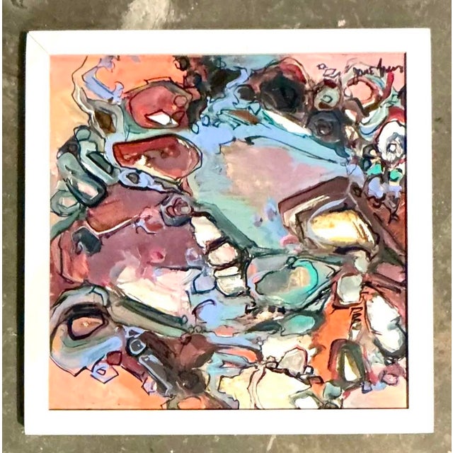 Vintage Boho Original Abstract Oil on Canvas For Sale - Image 10 of 12