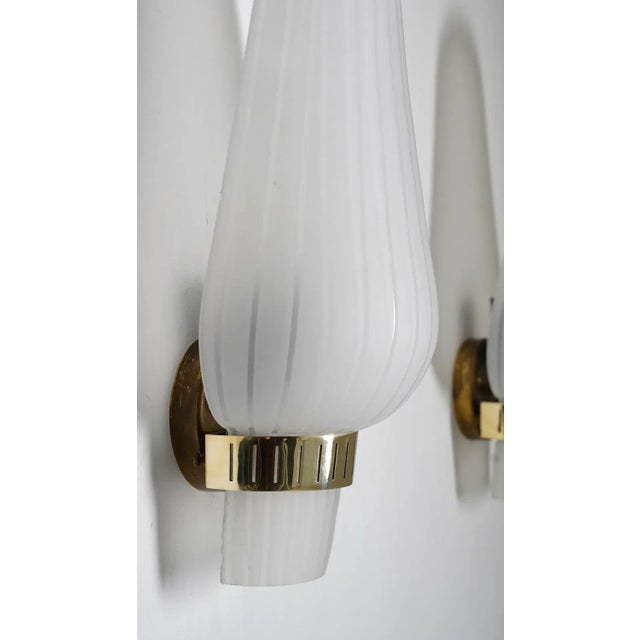 Metal Mid-Century Swedish Wall Lamps in Brass and Glass, Set of 2 For Sale - Image 7 of 11