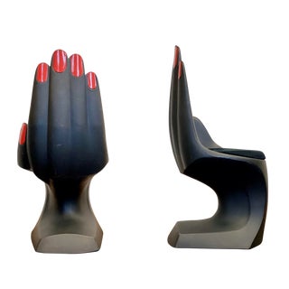 1990s Vintage European Touch Black Hand Chair For Sale