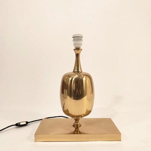Metal French Table Lamp attributed to Philippe Barbier, 1970s For Sale - Image 7 of 10
