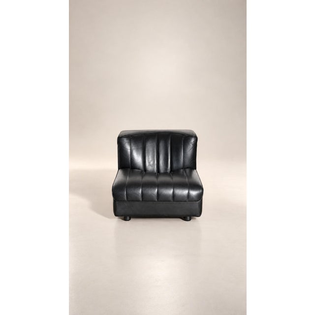 Black Leather 9000 Modular Sofa by Tito Agnoli for Mobilier International, 1975, Set of 2 For Sale - Image 15 of 18