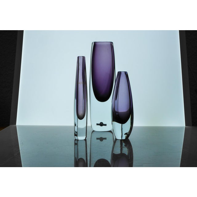 Purple Sommerso Glass Vases by Gunnar Nylund, Set of 3 For Sale - Image 8 of 17