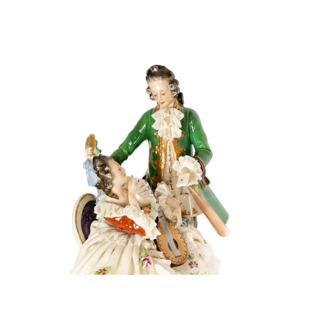 Porcelain Figure of Couple Playing Lute from Capodimonte, Early 20th Century For Sale - Image 6 of 9