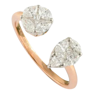 Cluster Diamonds Open Ring in 18kt Solid Rose Gold Size 7