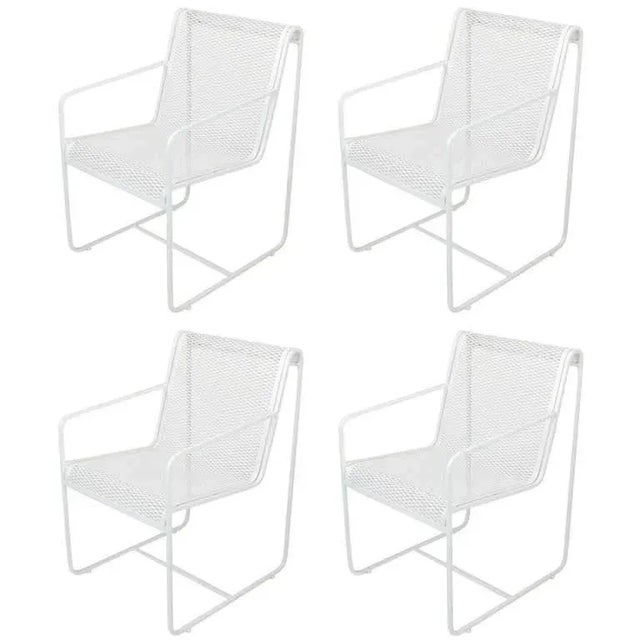 White Maurizio Tempestini Style White Lacquer Iron Frame and Mesh Chairs - Set of 4 For Sale - Image 8 of 8