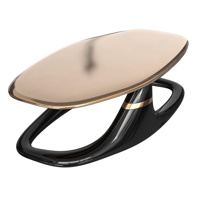 "Magistrale" Coffee Table With Bronze, Stainless Steel, Handmade For Sale In Los Angeles - Image 6 of 10