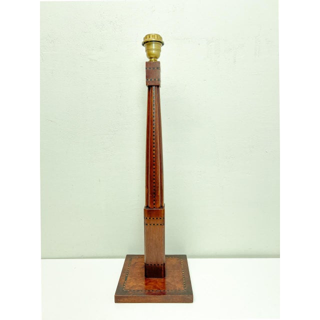 Gorgeous wooden Art Deco Table Lamp Skyscraper Shape. Completely handmade with inlays and beautiful curves, amazing,...