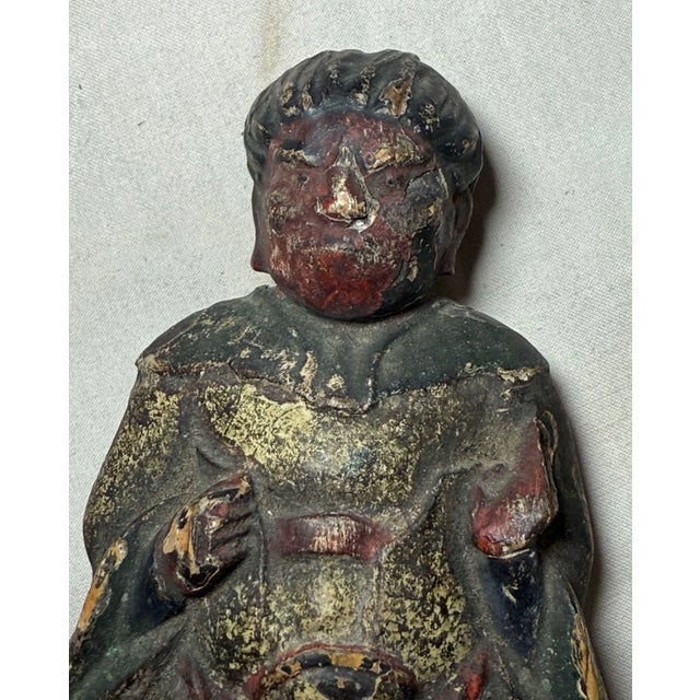 Antique 19th Century Hand Carved Polychromed Japanese Sculpture Figure Statue For Sale - Image 10 of 10
