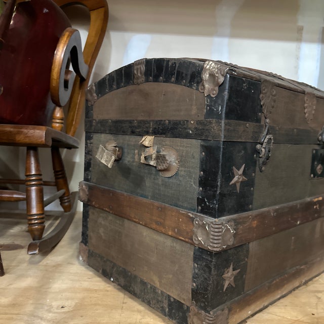 Rustic European 1970s Wooden Trunk With Detailed Interior Compartments For Sale - Image 3 of 9