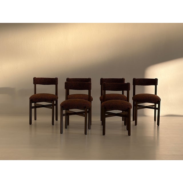 Wooden Dining Chairs with Animalier Upholstery, 1970s, Set of 6, in Flawless conditions. Designed 1970 to 1979