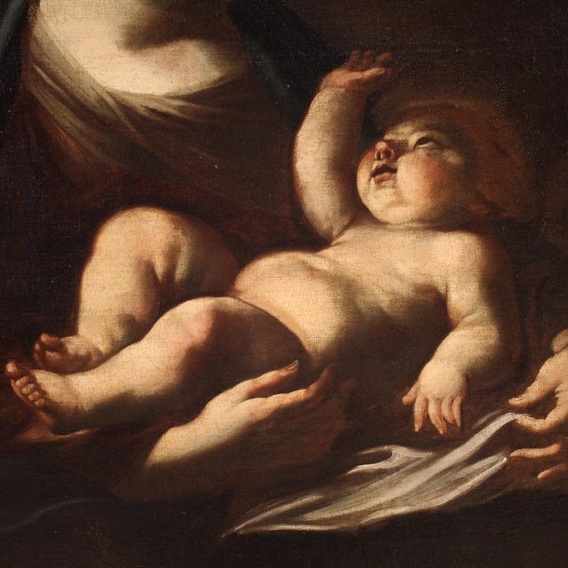 Italian Artist, Holy Family, 1660, Oil on Canvas For Sale - Image 10 of 16