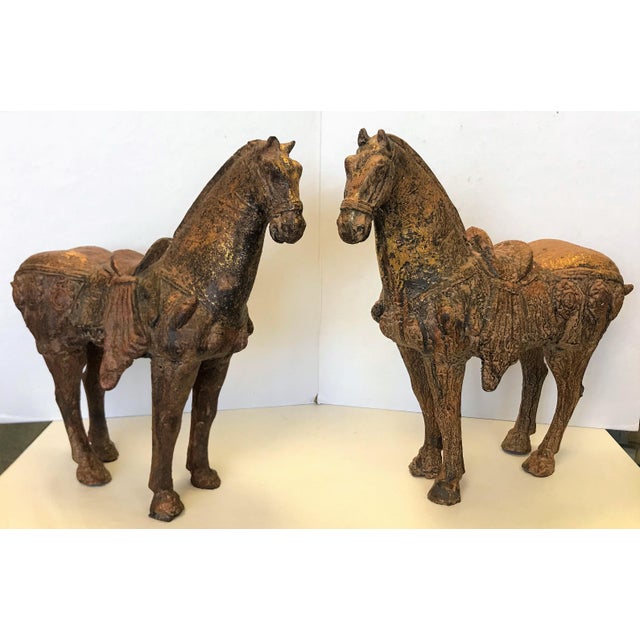 1930s Vintage Tang Dynasty Cast Iron Horse Statues a Pair Chairish