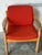 Vintage Danish Oak Lounge Chair by Skive Møbelfabrik Mid-Century Modern Red Upholstery For Sale - Image 13 of 13