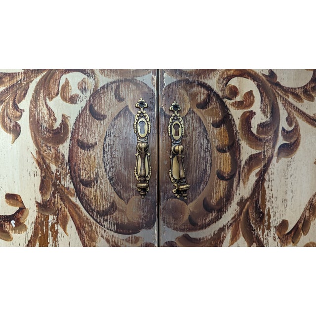 Gray French Style Hand Painted Bathroom Vanity With Marble Top and Sink For Sale - Image 8 of 9