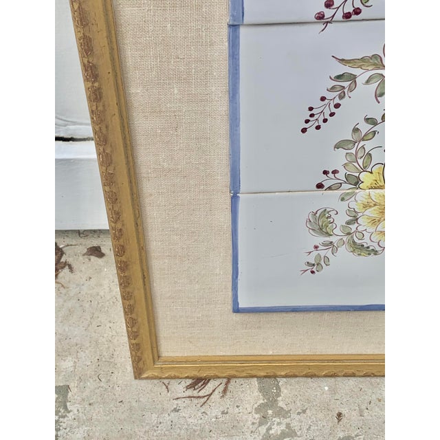 Late 20th Century Vintage Framed Portuguese Floral Tiles For Sale - Image 5 of 12