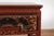 Chinese Red Lacquered Console Table with Hand Carved Drawers and Geometric Shelf For Sale - Image 11 of 12
