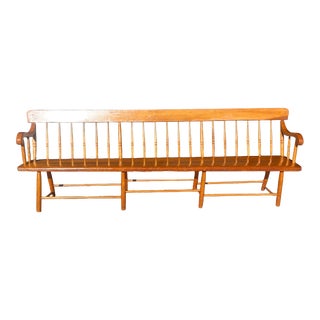 Mid-20th Century Windsor Style Spindle Back Extra Long Deacon's Bench For Sale