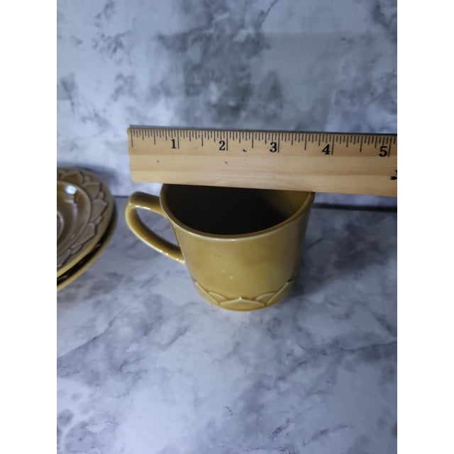 1980s Golden Seville Stoneware Coffee Mugs Saucers For Sale - Image 9 of 10