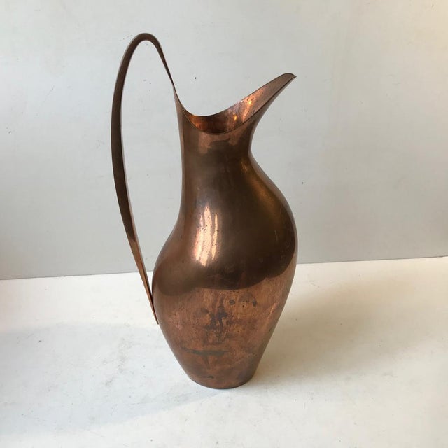Vintage Copper Masterpiece Pitcher by Henning Koppel for Georg Jensen For Sale - Image 9 of 16