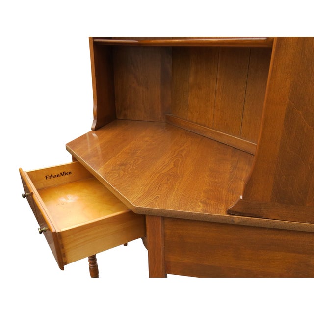 Brown Vintage Ethan Allen Corner Desk With Bookcase / Hutch For Sale - Image 8 of 9