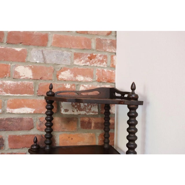 Antique French Six-Tier Stained Mahogany Spool Form Corner Shelf / Etagere For Sale - Image 18 of 18